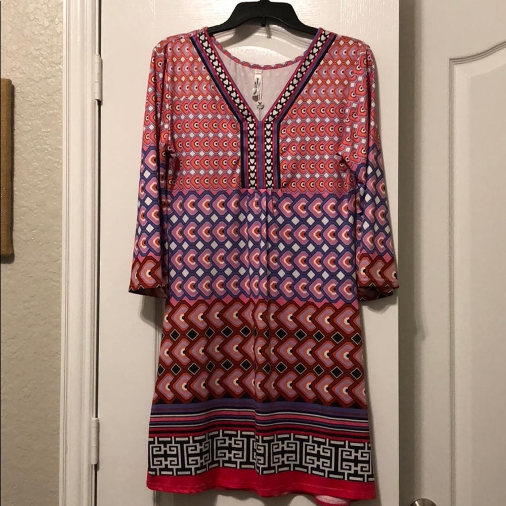 White Mark -Pink and purple dress
